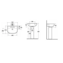 RAK Compact 550mm 2 Tap Hole Basin & Full Pedestal -Bathroom Promotion rak com55bas2 compedl 3