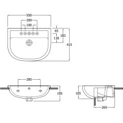 RAK Compact 55cm Semi Recessed Basin 1 Taphole -Bathroom Promotion rak comsrbas1 2