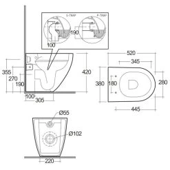 RAK Des Rimless Back To Wall WC Pan & Soft Close Seat -Bathroom Promotion rak deswc1346awha dessc3901wh 6