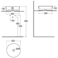 RAK Feeling 42cm Round Counter Wash Basin Matt Black -Bathroom Promotion rak feect4200504a 2