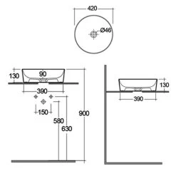 RAK Feeling Round Countertop Basin 420mm Matt Greige -Bathroom Promotion rak feect4200505a 2