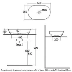 RAK Feeling 55cm Oval Countertop Wash Basin Matt Grey -Bathroom Promotion rak feect5500503a 2