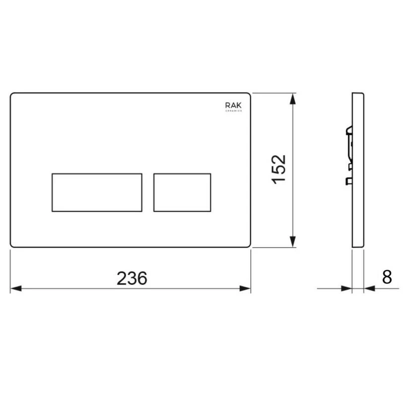 RAK Ecofix Rectangular Dual Flush Plate Matt White 4 RAK Ecofix Rectangular Dual Flush Plate Matt White - Image 2