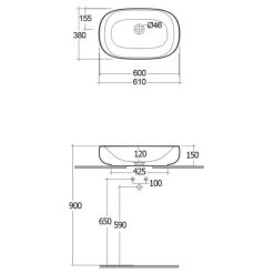 RAK Illusion Countertop Wash Basin 60cm -Bathroom Promotion rak illct6000awha 2
