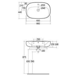 RAK Illusion Wall Hung Wash Basin 65cm -Bathroom Promotion rak illwb6501awha 2