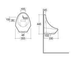 RAK Jazira Wall Hung Urinal White -Bathroom Promotion rak jazirauri uribrac 3