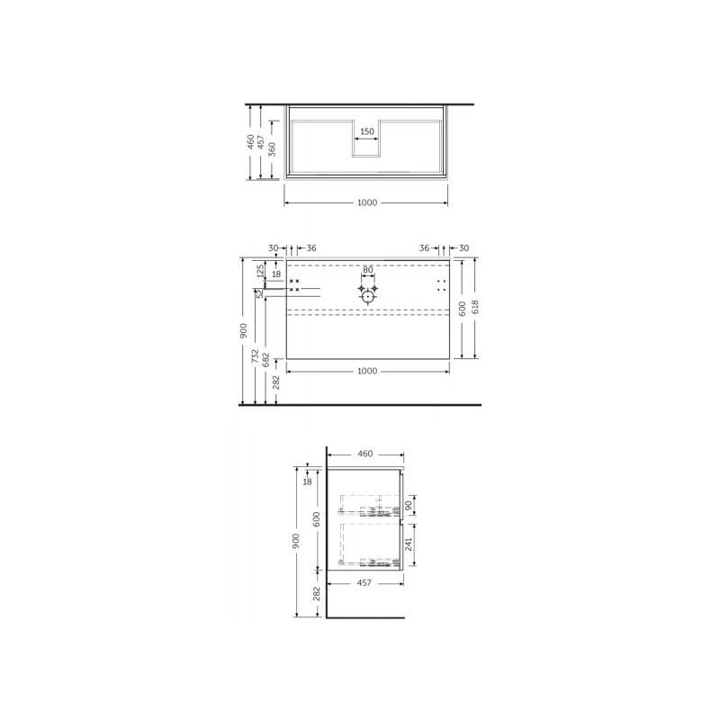 RAK Joy Wall Hung Vanity Unit 100cm Urban Grey 4 RAK Joy Wall Hung Vanity Unit 100cm Urban Grey - Image 2