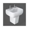 RAK Metropolitan 420mm 2 Hole Basin & Semi Pedestal -Bathroom Promotion rak met42bas2 methalped