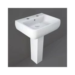 RAK Metropolitan 520mm 2 Hole Basin & Full Pedestal