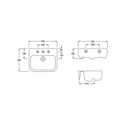 RAK Metropolitan 52cm Semi Recessed Basin 2 Tap Holes -Bathroom Promotion rak metsrbas2 2