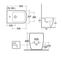 RAK Feeling Back To Wall Bidet Matt Black -Bathroom Promotion rak mp18504a 2