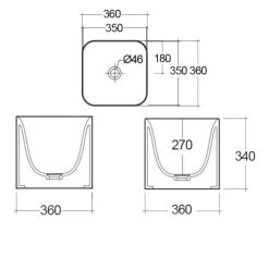 RAK Petit Square Countertop Basin 360mm Alpine White -Bathroom Promotion rak petct23400awha 4