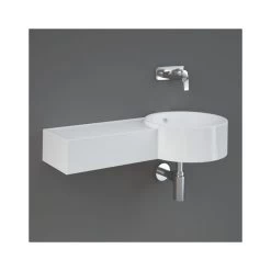 RAK Petit Round 765mm Wall Hung Basin Left Ledge