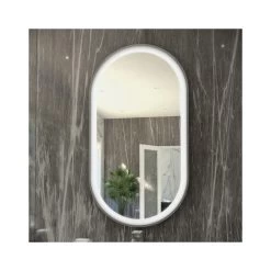 RAK Art Oval LED Illuminated Mirror With Demister 1000x550mm Brushed Nickel
