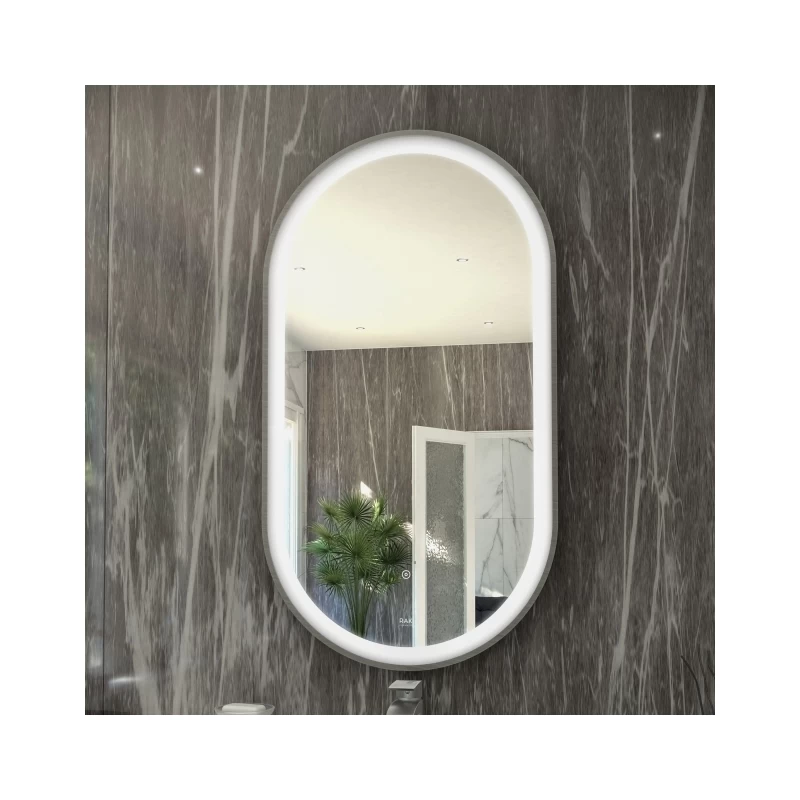 RAK Art Oval LED Illuminated Mirror With Demister 1000x550mm Brushed Nickel 3 RAK Art Oval LED Illuminated Mirror With Demister 1000x550mm Brushed Nickel