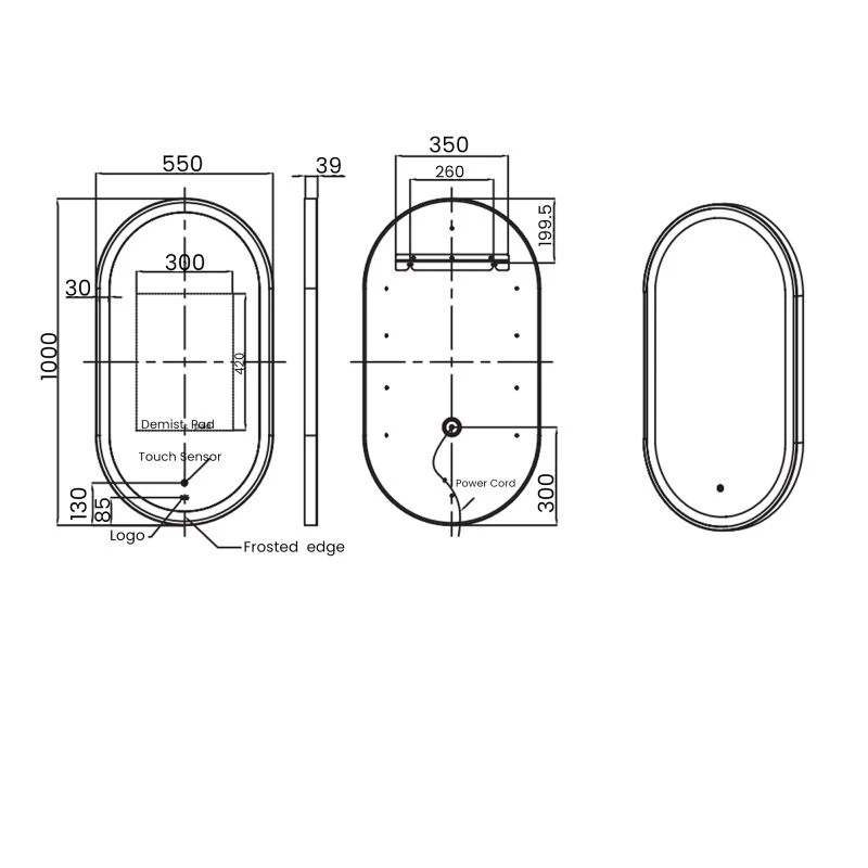 RAK Art Oval LED Illuminated Mirror With Demister 1000x550mm Brushed Nickel 4 RAK Art Oval LED Illuminated Mirror With Demister 1000x550mm Brushed Nickel - Image 2