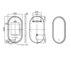 RAK Art Oval LED Illuminated Mirror With Demister 1000x550mm Matt Black -Bathroom Promotion rak rakartovmb5002 2