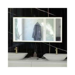 RAK Art Square LED Mirror With Demister 600x1200mm Brushed Gold