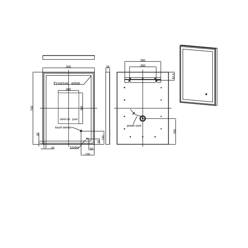 RAK Art Square LED Mirror With Demister 700x500mm Chrome 4 RAK Art Square LED Mirror With Demister 700x500mm Chrome - Image 2