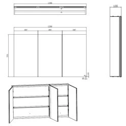 RAK Gemini 1200x700mm Triple Door Mirrored Cabinet -Bathroom Promotion rak rakgem5003 2