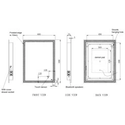 RAK Hermes 600x800mm Illuminated Portrait Bluetooth Mirror -Bathroom Promotion rak rakher5002 2