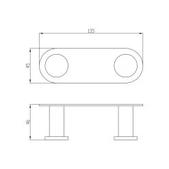 RAK Petit Round Double Robe Hook Matt Black -Bathroom Promotion rak rakper9909 2b 2