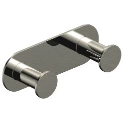RAK Petit Round Double Robe Hook Brushed Nickel