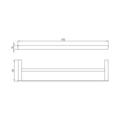 RAK Petit Square 45cm Double Towel Bar Brushed Niclel -Bathroom Promotion rak rakpes9912 45n 2