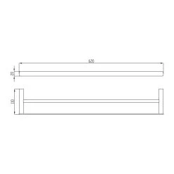 RAK Petit Square 60cm Double Towel Bar Matt Black -Bathroom Promotion rak rakpes9912 60b 2