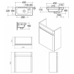 RAK Resort 45cm Cloakroom Basin Unit Matt White -Bathroom Promotion rak rakrstwbu45600 2