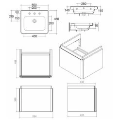 RAK Resort 55cm Single Drawer Basin Unit Matt Stone -Bathroom Promotion rak rakrstwbu55601 2