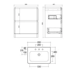 RAK Resort 2 Drawer Floor Unit & Basin 650mm Matt Stone -Bathroom Promotion rak rst65bas1 rakrstfsu65601 2