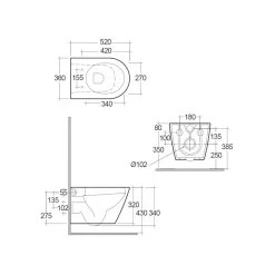 RAK Resort Rimless Wall Hung Pan With Wrap Over Soft Close Seat -Bathroom Promotion rak rstwhpan hf sc 2
