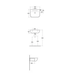 RAK Series 600 52cm Semi Recessed Basin 1 Taphole -Bathroom Promotion rak s60052sr1 2
