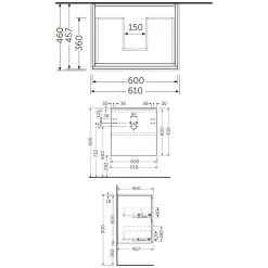 RAK Uno 60cm Wall Hung Basin Unit Grey Elm -Bathroom Promotion rak unowh060egy 2