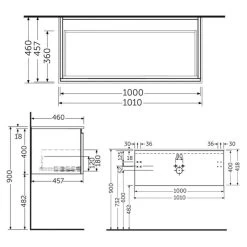 RAK Uno 1 Drawer 1000mm Wall Vanity Unit & Basin Grey Elm -Bathroom Promotion rak unowh100egy joydi10101wh 4