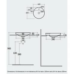 RAK Variant Round Drop-In Basin 42cm 1 Tap Hole -Bathroom Promotion rak vardi14201awha 2