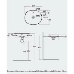 RAK Variant Oval Drop-In Wash Basin 50cm 1 Tap Hole -Bathroom Promotion rak vardi25001awha 2
