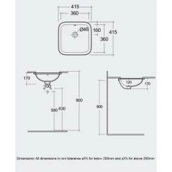 RAK Variant Square Under Counter Wash Basin 36cm Alpine White -Bathroom Promotion rak varuc43600awha 2