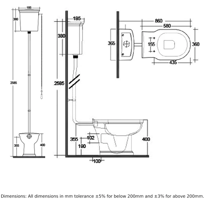 RAK Washington High Level WC Pack Without Seat 4 RAK Washington High Level WC Pack Without Seat - Image 2