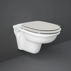 RAK Washington Rimless Wall Hung Pan & Matt Greige Soft Close Seat