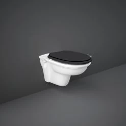 RAK Washington Wall Hung Pan & Matt Black Soft Close Seat