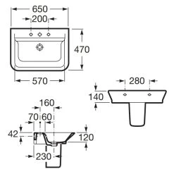 Roca The Gap 650mm 1 Hole Basin & Semi Pedestal -Bathroom Promotion roca 327473000 337471000 3