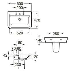 Roca The Gap 600mm 1 Hole Basin & Full Pedestal -Bathroom Promotion roca 327474000 337470000 3