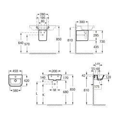 Roca The Gap 450mm 1 Hole Basin & Semi Pedestal -Bathroom Promotion roca 327477000 337471000 3