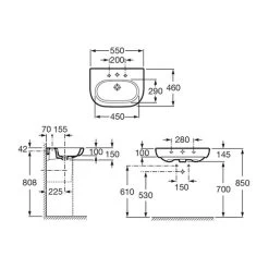 Roca Meridian-N 550mm 1 Hole Basin & Full Pedestal -Bathroom Promotion roca 337240000 327243000 4