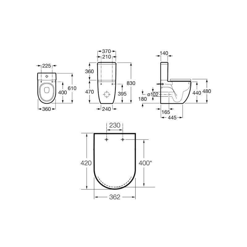Roca Meridian-N Close Coupled Back To Wall WC Pan White 4 Roca Meridian-N Close Coupled Back To Wall WC Pan White - Image 2