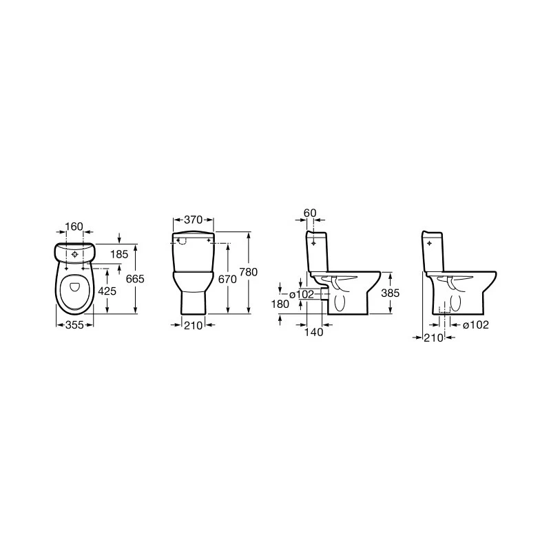 Roca Laura Close Coupled WC Pan White 4 Roca Laura Close Coupled WC Pan White - Image 2