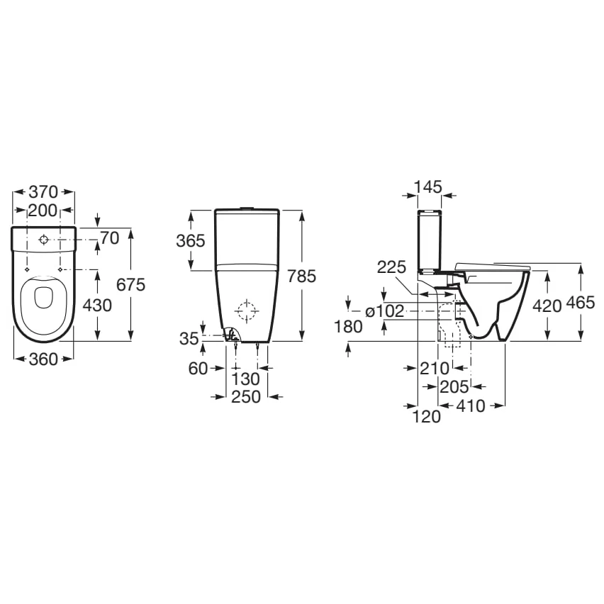Roca Ona Close Coupled Rimless WC Pan 4 Roca Ona Close Coupled Rimless WC Pan - Image 2