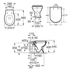 Roca Carmen Rimless Back To Wall Toilet With Soft Close Seat -Bathroom Promotion roca 3440A9000 801B5200B 5